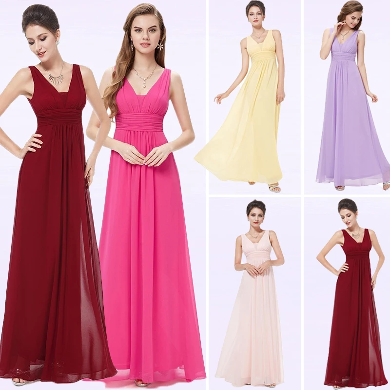 Robe De Soiree вечерние платья Ever Pretty EB20118 элегантные длинные свадебные вечерние платья с глубоким v-образным вырезом и рюшами