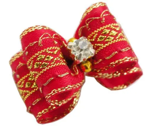 

Wholesale Pet Supplies Product Handmade Dog Grooming Hair Bows Rhinestone Doggie Boutique Red/Blue 50PCS/LOT