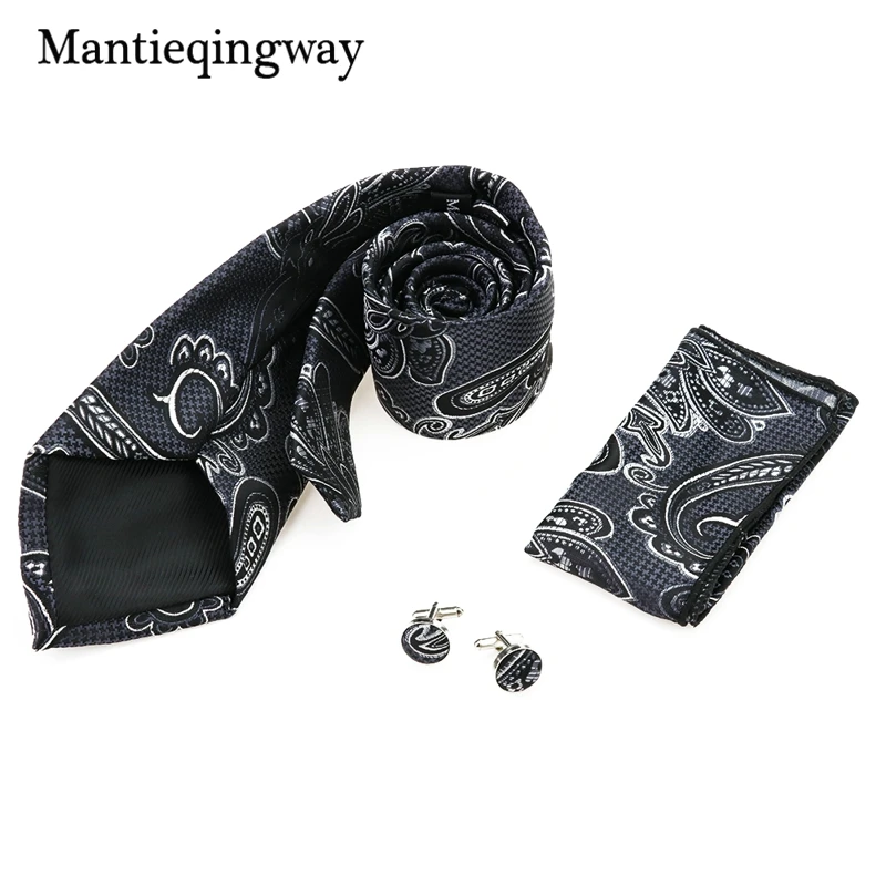 Mantieqingway Бизнес Повседневный Свадебный Галстук платок Запонки Наборы для мужчин