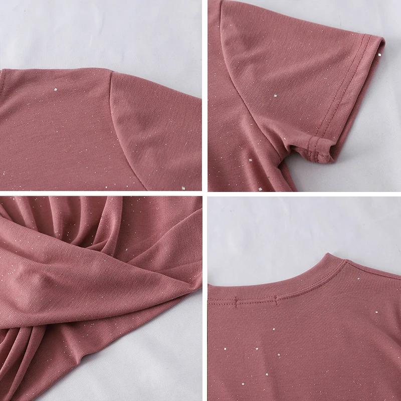 2019 Летняя Сексуальная футболка с перекрестным узлом и коротким рукавом женские