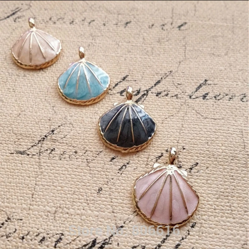 

20*25MM KC Gold 24Pcs Shell Shape Glazing Pendants Alloy Pendants Jewelry Charms