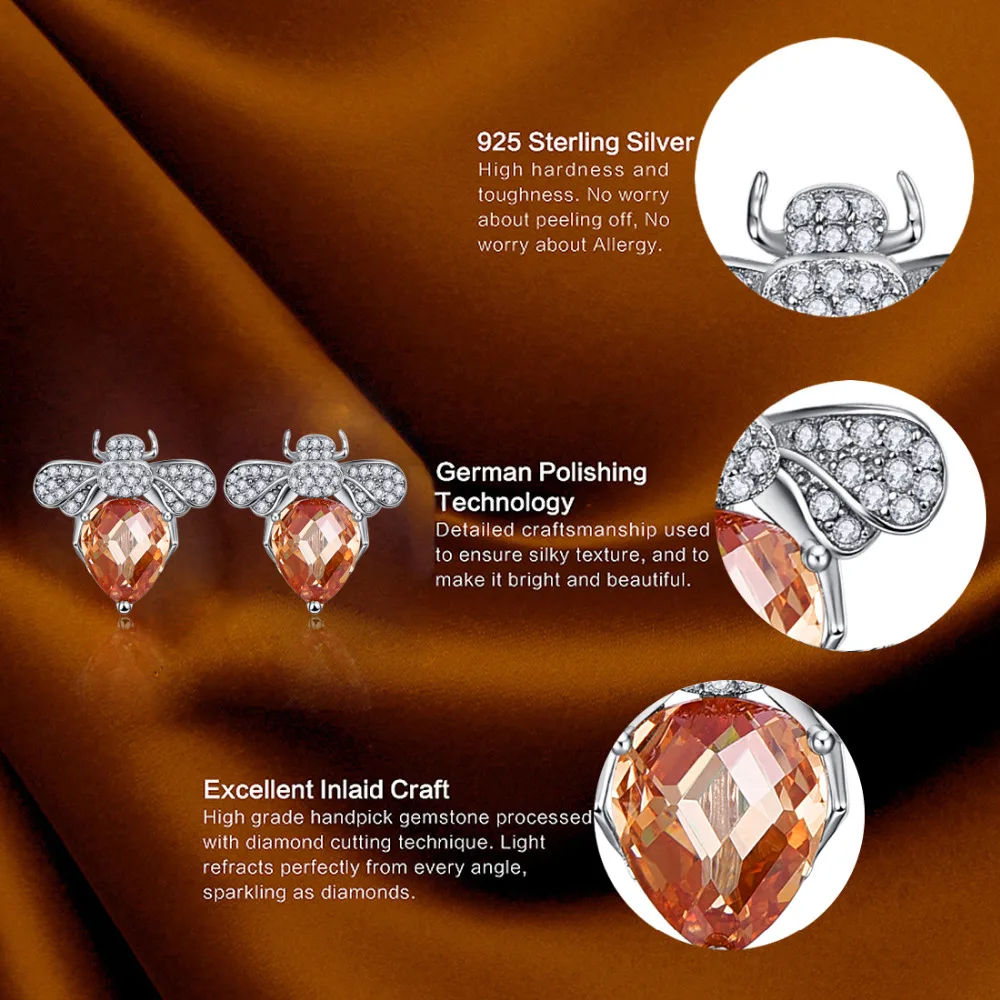 Jrose 100% Аутентичные 925 стандарт стерлингового серебра шампанского серьги в виде