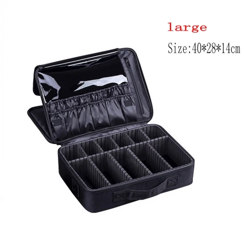 Black large Женская косметичка для красоты, косметичка, профессиональный вместительный косметический Чехол, дорожная косметичка, органайзер, коробка - Цвет: Black large