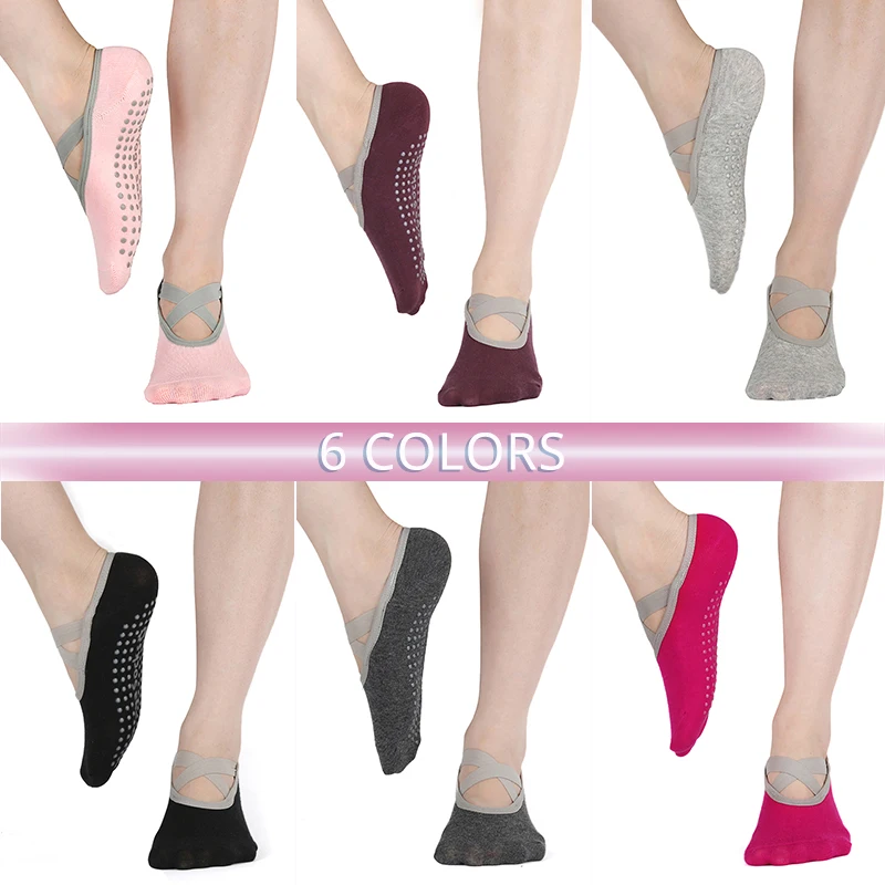Круглые носки для йоги противоскользящие женские балета танцев крестов