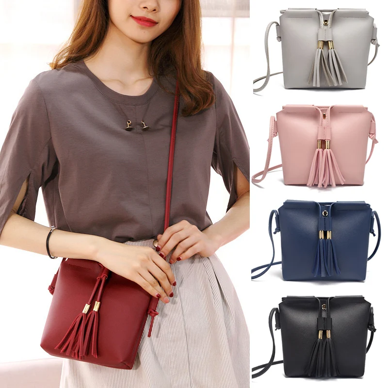 

Hot Selling Women's Tassel Bucket Small Bag Suction Magnetic Buckle Design Mobile Coin Purse -B5