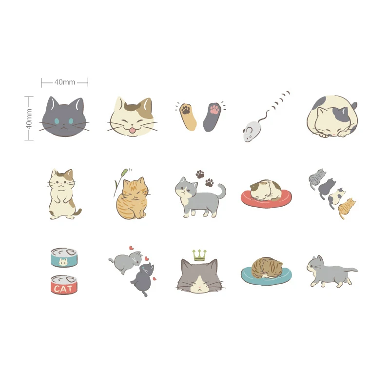 

45 Pcs/box Rolled cat diary paper sticker DIY decoration stickers diary photo album scrapbooking planner label stickers