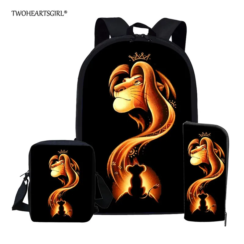 Twoheartsgirl лев Король рюкзак для девочек мальчиков детские школьные сумки набор на заказ детский школьный рюкзак студенческий детский сад сумка - Цвет: L5444CED