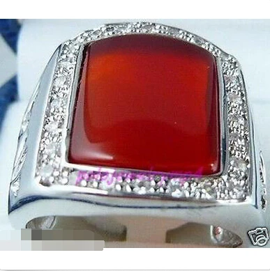 Бесплатная доставка @ ювелирные изделия Красное Нефритовое мужское кольцо