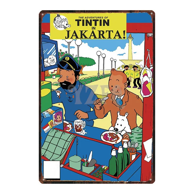 DU2544 Tintin мультфильм Mteal знак табличка Металл Винтаж кафе дома искусство детская комната Настенный декор уникальный подарок Куадрос DU-2548 - Цвет: DU2544