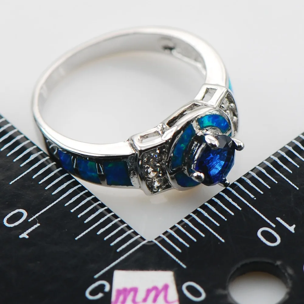 

Blue Crystal Zircon Blue Opal 925 Sterling Silver Ring Size 6 7 8 9 10 R1317