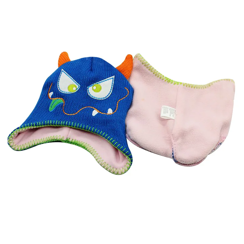 Детская шапка с милой совой для девочек теплая хлопковая рисунком монстра