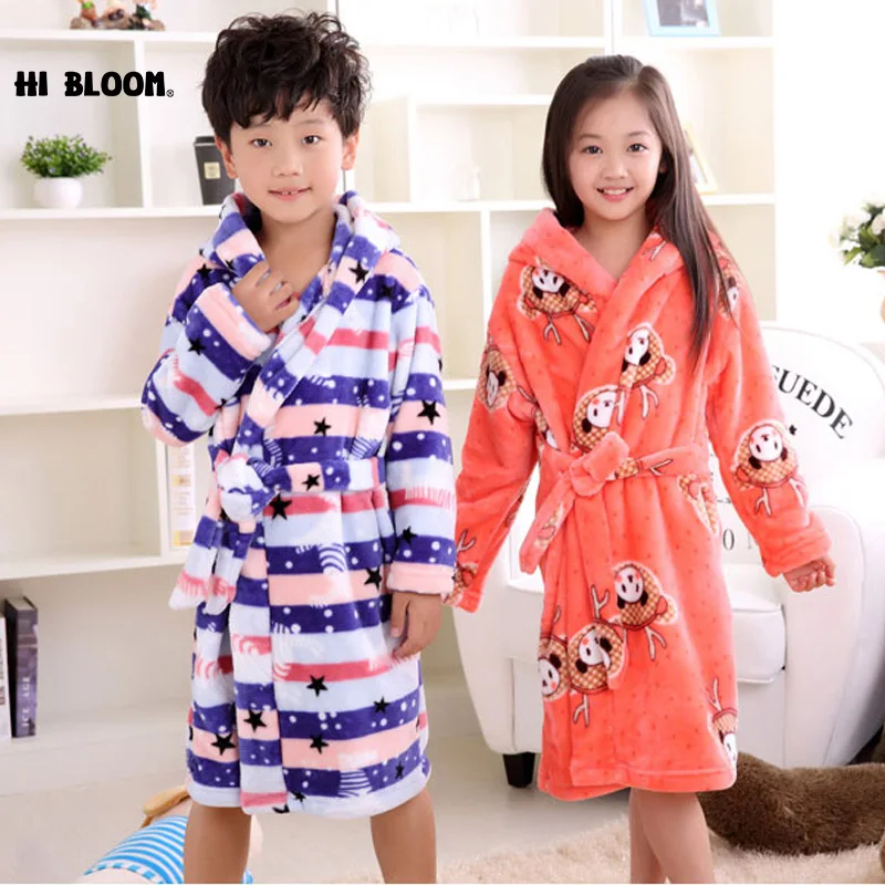 Фланелевый детский халат с медведем из мультфильма для мальчиков детская зимняя