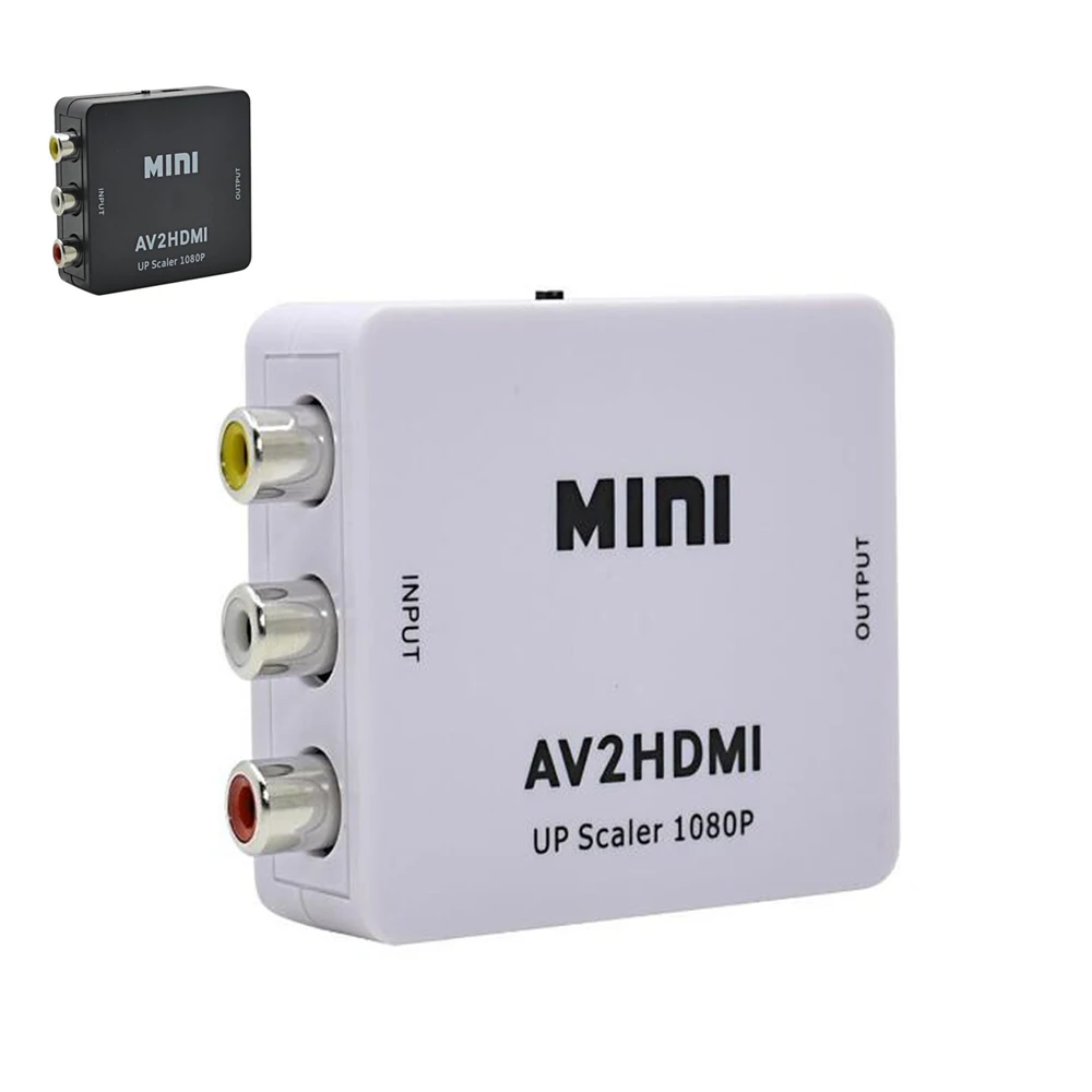 

100pcs Mini AV to HDMI-compatible Video Converter Box AV2HDMI RCA Adapter for HDTV TV DVD PC for PS3 for PS4 for Xbox