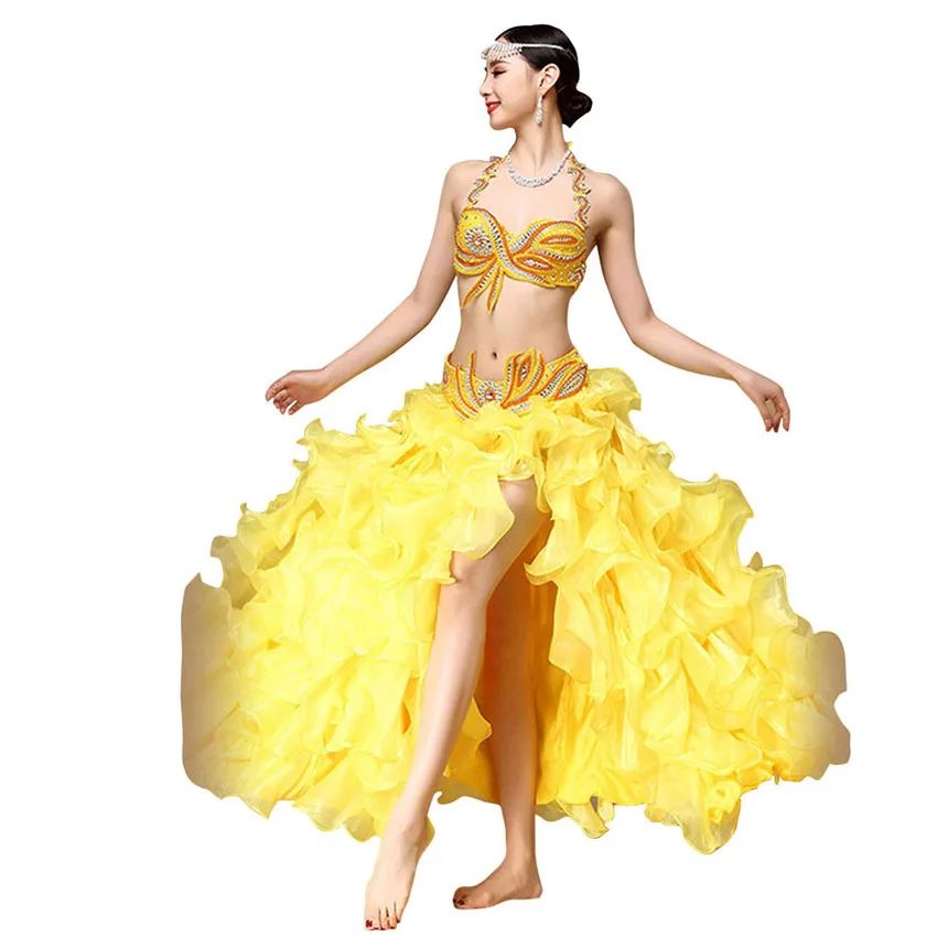 New Performance Dancewear Bellydance Clothes Professional Women Egyptian Belly Dance Bra Belt Skirt Oriental Beaded | Тематическая