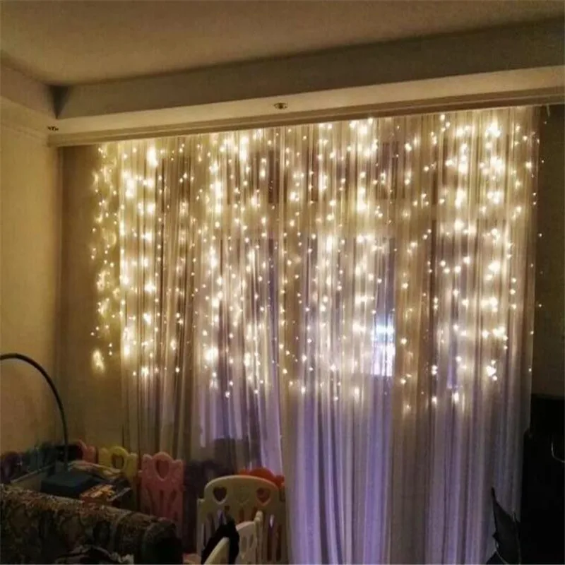 Сосулька 240Led 6*1 м Шторы Фея светильник Рождественский украшение для свадьбы дома