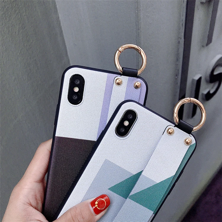 Темный стиль абстрактная графика плед чехол для телефона для iPhone XS XR XS Max X 6 7 8 Plus TPU мягкая задняя крышка с ремешком на запястье
