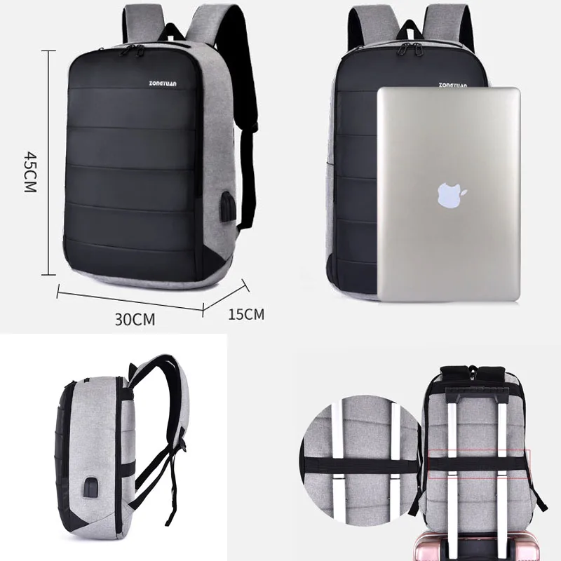 Мужской рюкзак Противоугонный для ноутбука USB компьютера женщин мужчин ранец