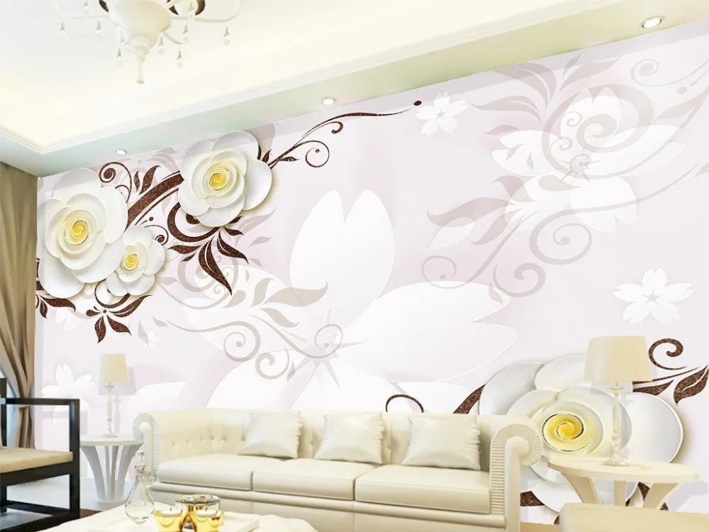 3d обои для комнаты белый цветок рельефные на заказ обои|3d wallpaper for room|3d wallpaperwallpaper |