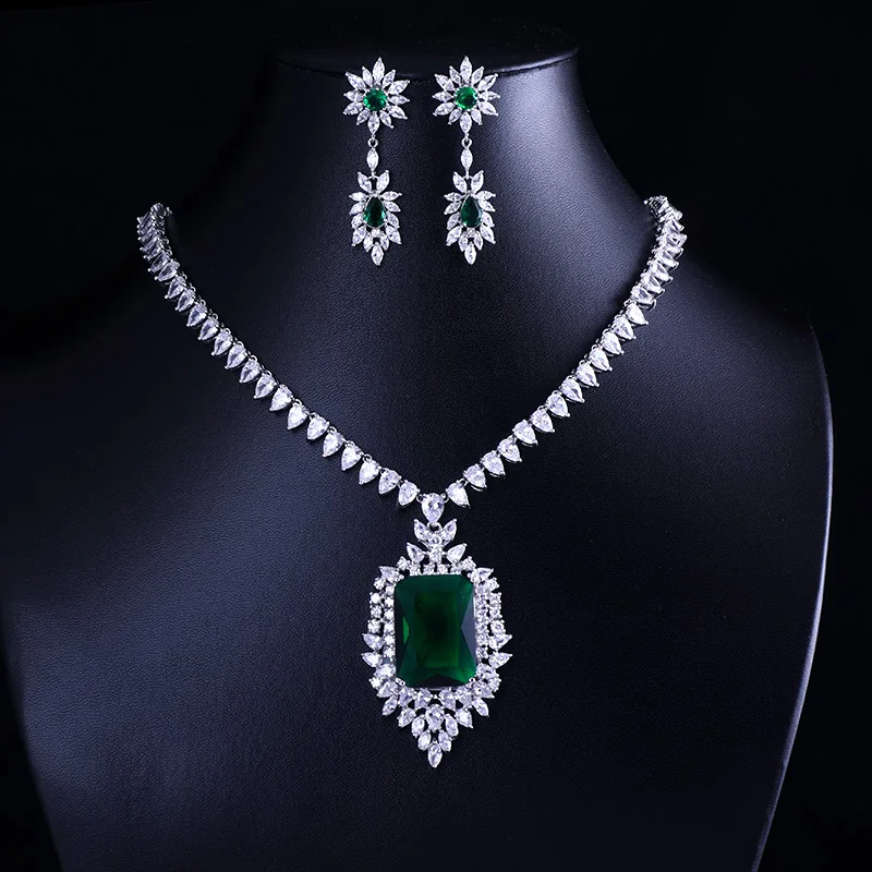 Синий/зеленый/прозрачный/Красный Цирконий AAA набор ювелирных изделий из фианита