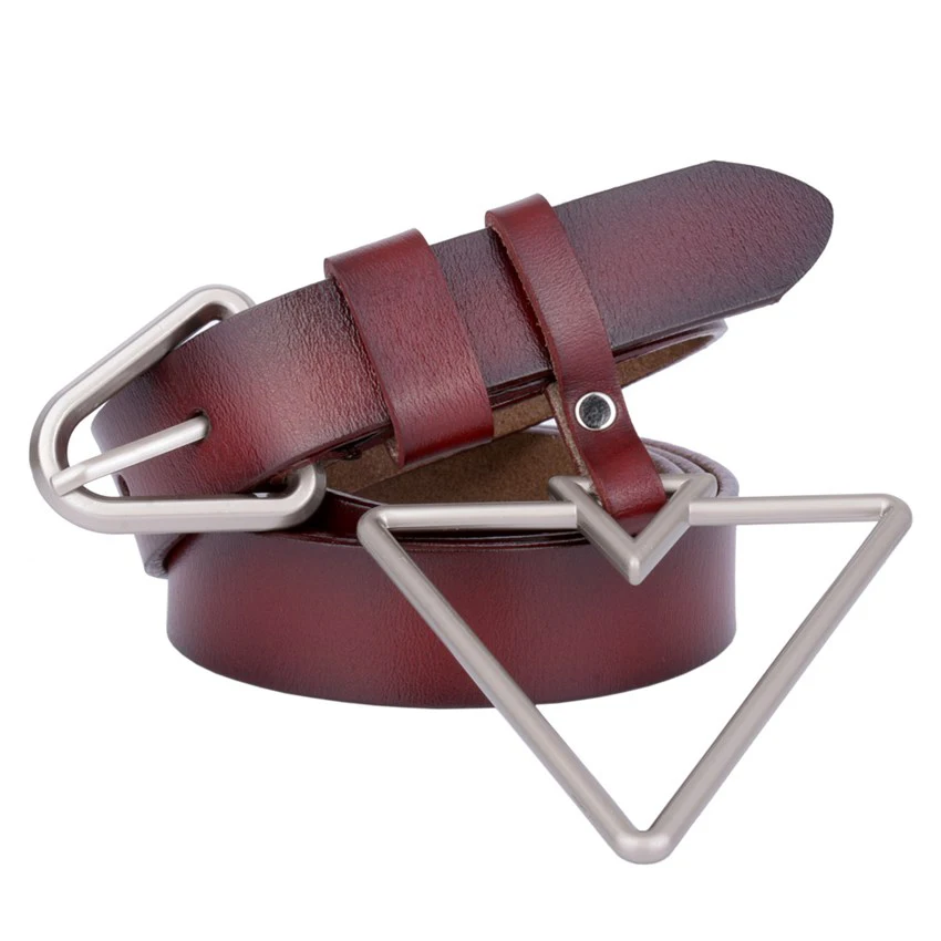 Ремень с треугольной пряжкой Женский Роскошный деловой повседневный кожаный