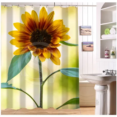 

U412-51 Custom Home Decor yellow sunflowers nature Fabric Modern Shower Curtain European Style bathroom Waterproof