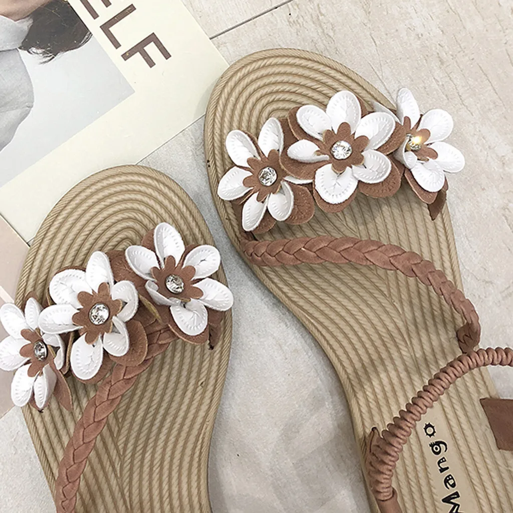 Женские пляжные сандалии в римском стиле на низком каблуке повседневные