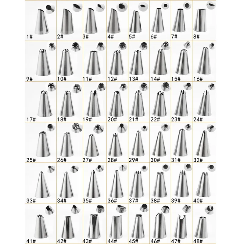 

51 PCS Silicone Kitchen Accessories Icing Piping Cream Pastry Bag + 48 Stainless Steel Nozzle Set DIY Cake Decorating Tips Set