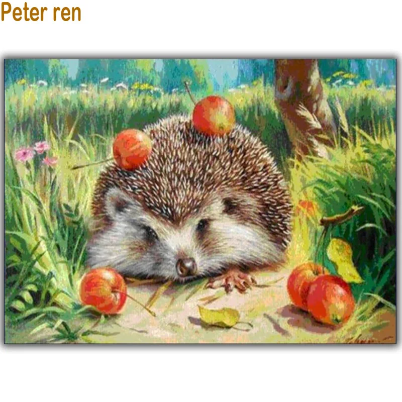 

Diy kit Crafts Diamond painting cross stitch embroidery Hedgehog apple 3d square drill mosaic icon 100% full canvas Needlework