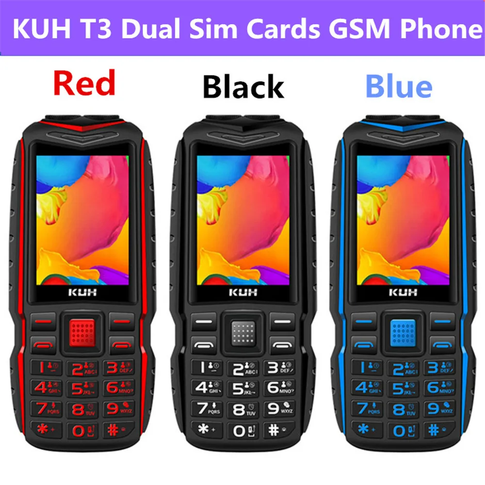 long standby kuh t3 dual sim cards gsm rugged big mobile phone 2 4inch flashlight 13800mah power bank voice cellphone free global shipping