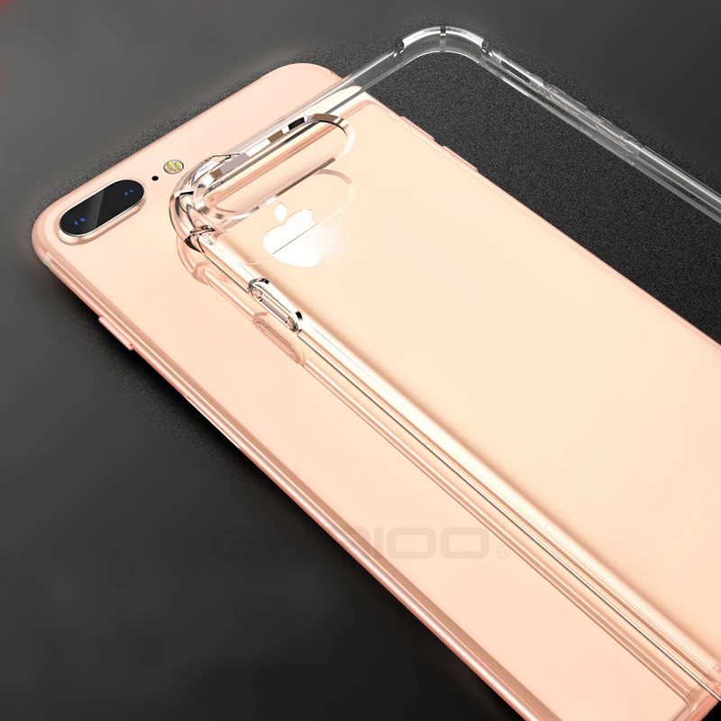 GURIOO For iPhone 8 7 6 6s Plus Crystal Clear Shock Absorption Flexible Silicone TPU Case Anti-Scratch Slim Protective Cover |