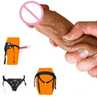 Ремень на фаллоимитатор с ремни держатели на присоске дилдо Реалистичные пенис для лесбиянок, женская мастурбация Секс-игрушки магазин