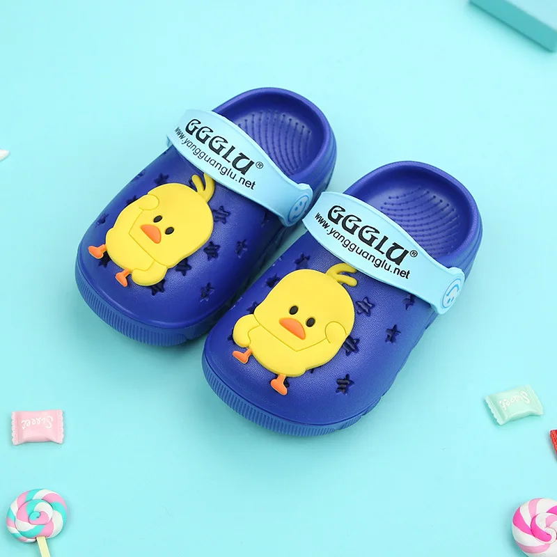 BLUE DUCK Детские тапочки; коллекция года; сезон весна-лето; новые детские Нескользящие сандалии Baotou для мужчин и женщин; домашняя обувь с отверстиями - Цвет: BLUE DUCK