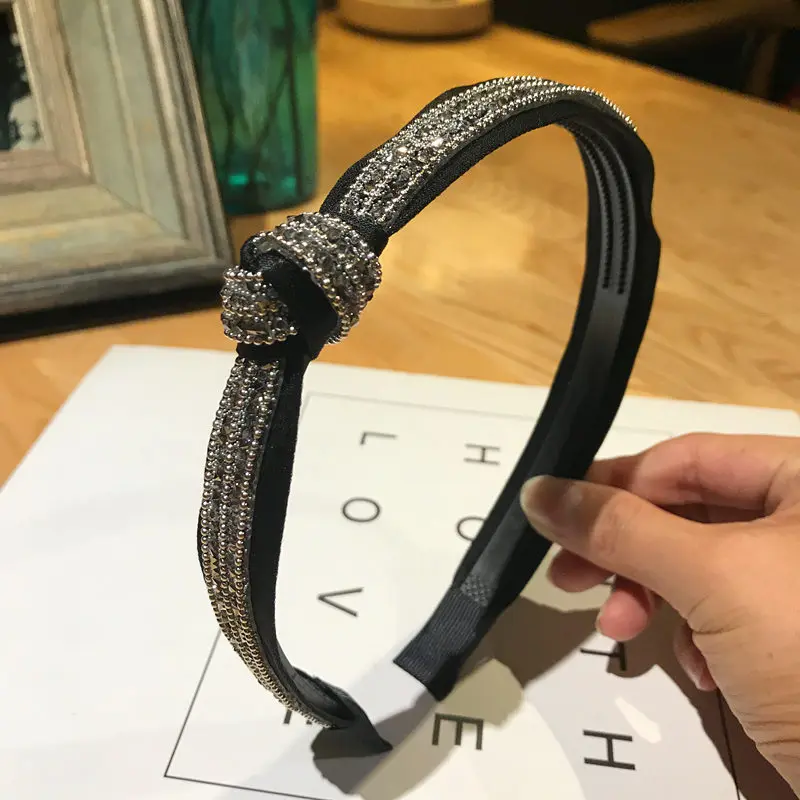Корейский Мода Сияющий Кристалл Hairbands узел Для женщин оголовье леди девушки волосы обручем для волос аксессуары для Для женщин головной убор