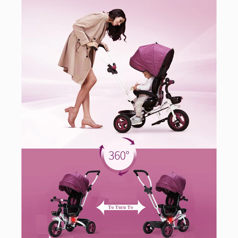 Детский трехколесный велосипед BOSO 4 в 1 складная тележка с одним ключом ходунки