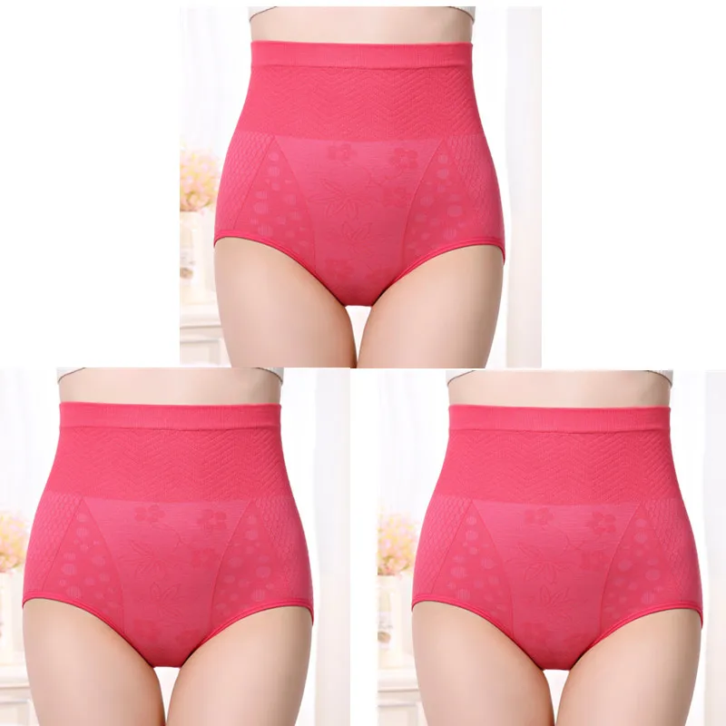 3 pcs rose ZYSK, 3 шт./лот, женские бесшовные трусы с высокой талией, хлопковое нижнее белье, женские удобные физиологические герметичные трусики - Цвет: 3 pcs rose