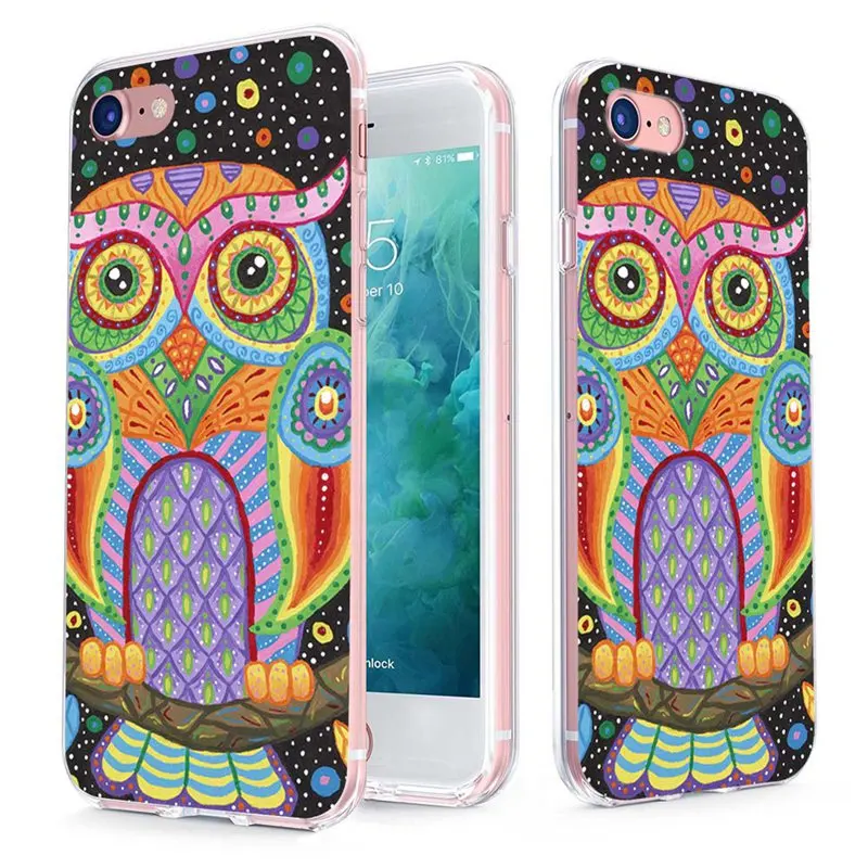 MLCRIYG мягкий телефон чехол для iPhone 6 S Plus 7 8 X TPU красочный пейзаж Единорог Сова