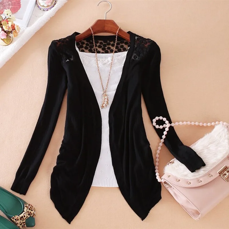Fun Orange New Summer Fashion Women Lace Sweet candy Color Crochet hollow out Knitwear Blouse Full Sweater Cardigan Open Stitch |