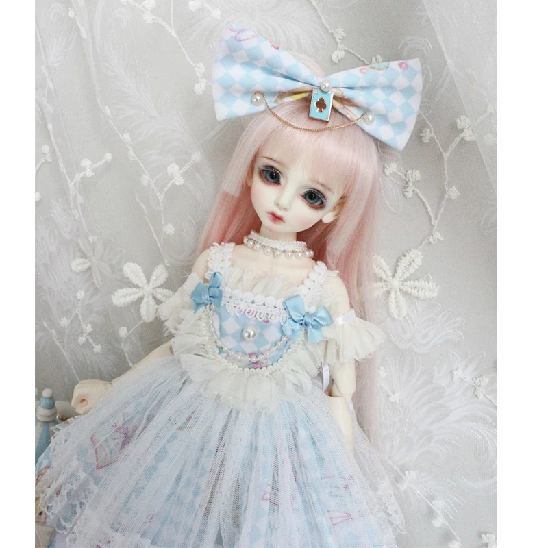Doll clothes 1/4 1/6 doll dress cute blue gallus with head decorations for BJD SD accessories suits | Игрушки и хобби