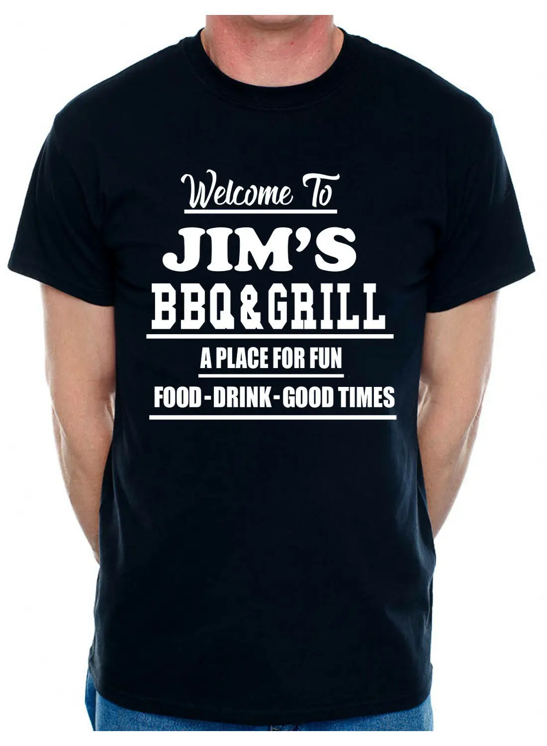 Индивидуальная Мужская футболка BBQ Jim-Ваш Выбор имени вашего кафе | одежда