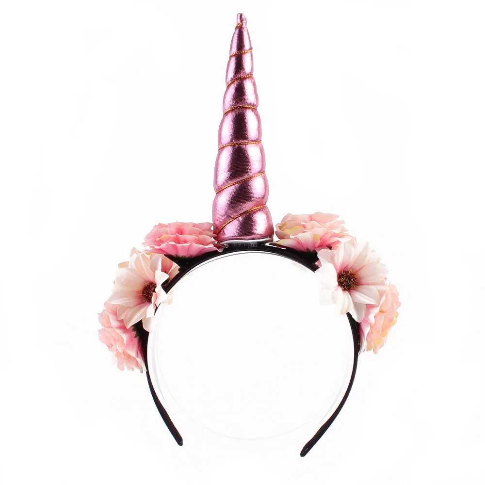 Fashion Headband Rainbow Unicorn Horn Hairband Flower Glitter Easter Bonus Party Gift Beautiful Kids Hair Accessoriess | Детская одежда