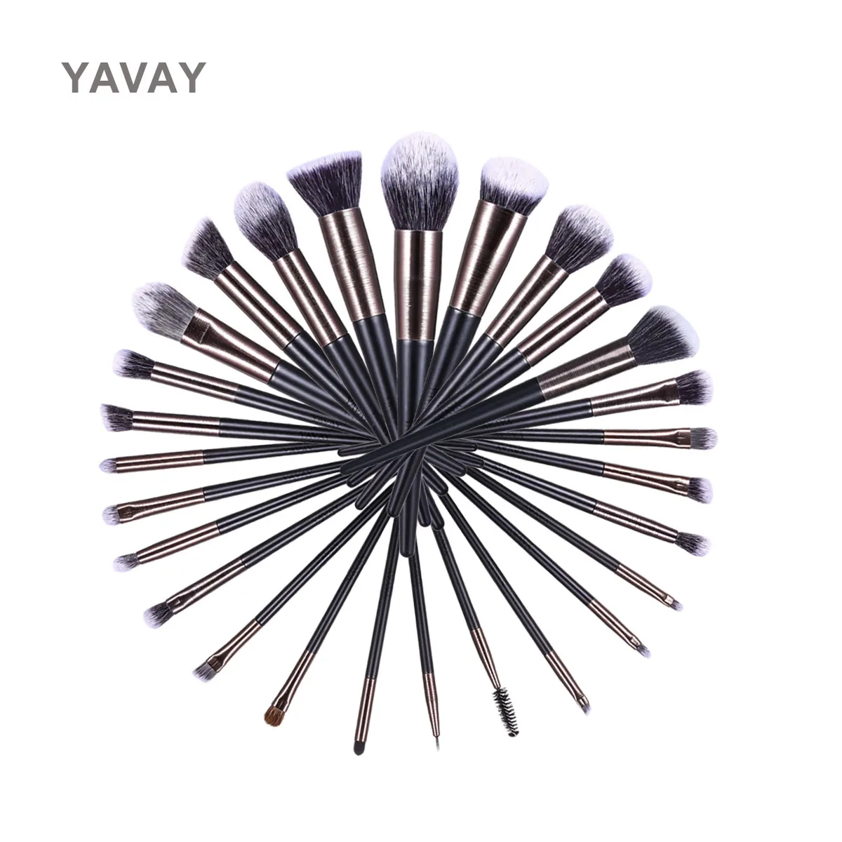 Бренд YAVAY, 27 шт./лот, черные кисти для макияжа, набор для женщин, косметический инструмент, нейлоновые кисти с деревянными ручками, профессиональные кисти - Handle Color: 27 piece brush set