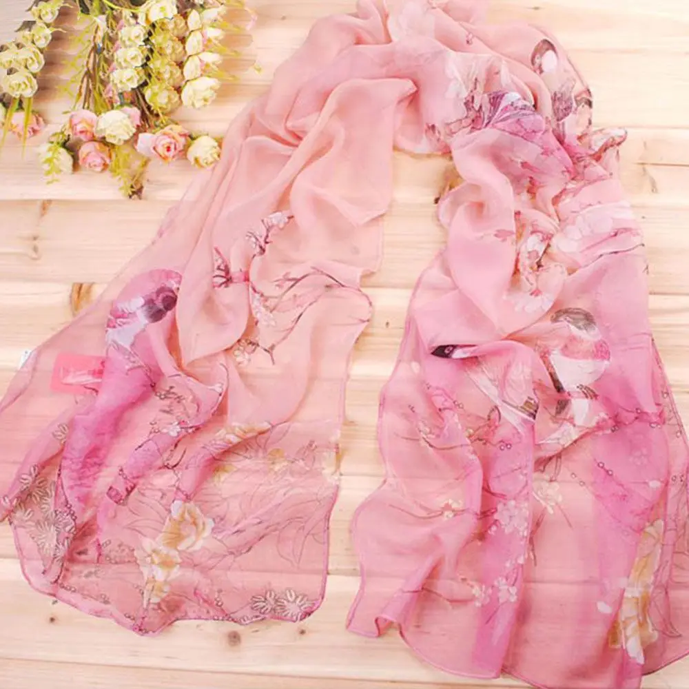 1 шт. весенне осенний Повседневный шифоновый пляжный шарф с цветочным принтом 160*50