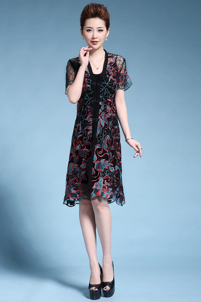 Новинка 2017 женское летнее платье в китайском стиле с цветочной вышивкой