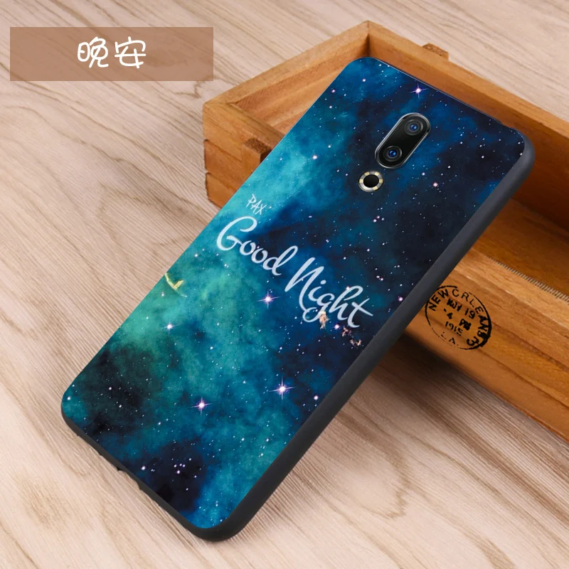 Meizu 16 Plus чехол 16th черная рамка мультфильм окрашенный мягкий TPU задняя крышка для