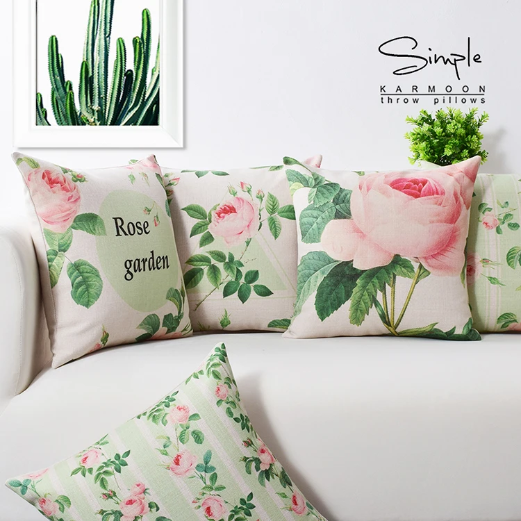 Модный потертый Шикарный чехол для подушки с розами льняной цветочный диванной