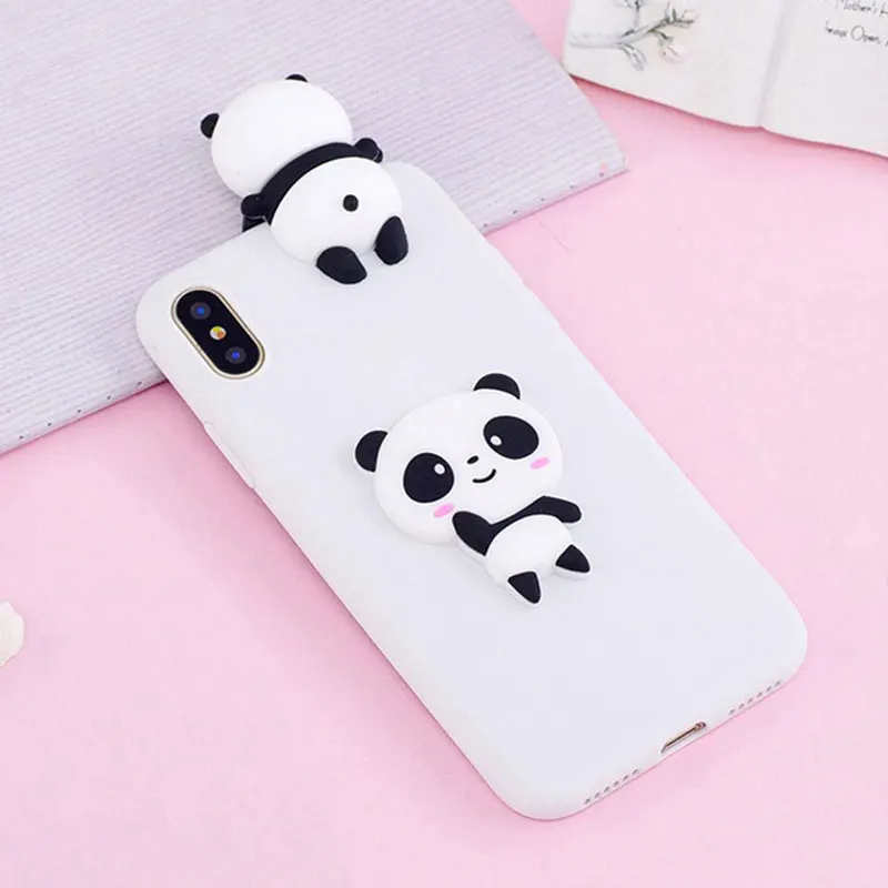 3D милый чехол для iPhone X/XR/XS MAX задняя крышка прекрасный мультфильм панда единорог