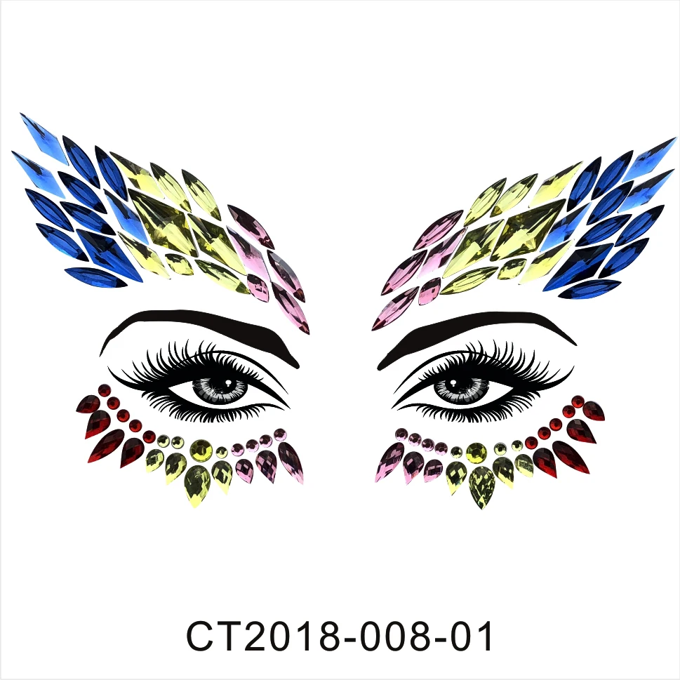 CT0801 1 лист, ручная работа, Богемия, этнический стиль, 3D кристальная наклейка, украшения для лица и глаз, украшение на лоб, сценическое украшение, Рождественский Декор, набор для макияжа - Цвет: CT0801
