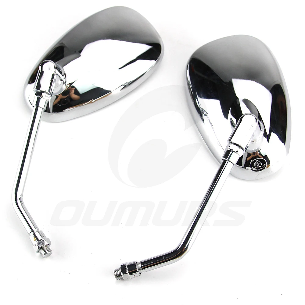 

OUMURS 10mm Motorcycle Rearview Mirrors Chrome Stree Bike For Honda Suzuki Kawasaki Side Mirror Motorbike Universal Accessories