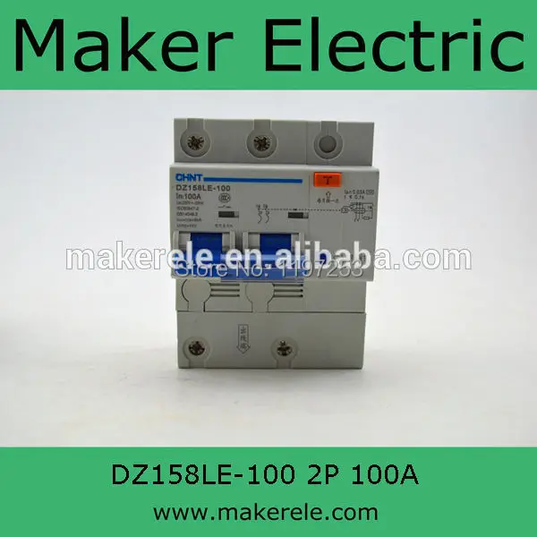 Mcb rcd DZ158LE 100 2P In: 100A|rcd tester|rcd 510rcd mcb |