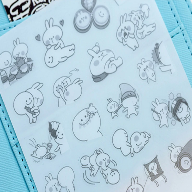 

6pcs/lot Kawaii Stickers Black And White Rabbits DIY Diary Album Decorative Scrapbooking Paper Sticker Label Sticker School Gift